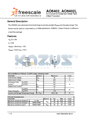 AO6402 datasheet - N-Channel Enhancement Mode Field Effect Transistor