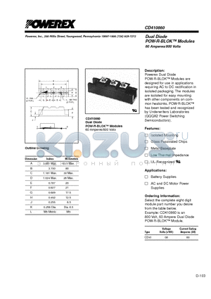 CD410860 datasheet - Dual Diode POW-R-BLOK Modules 60 Amperes/800 Volts