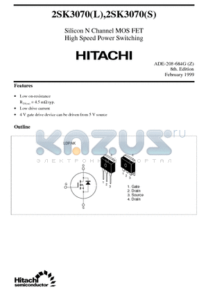 2SK3070L datasheet - Silicon N Channel MOS FET High Speed Power Switching