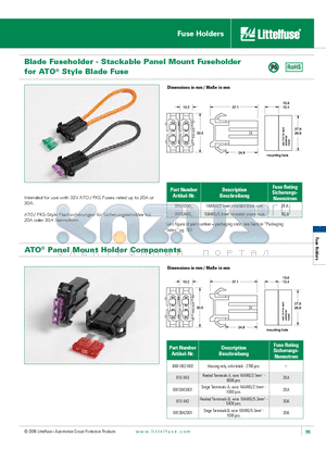 0913043001 datasheet - Blade Fuseholder - Stackable Panel Mount Fuseholder for ATO Style Blade Fuse