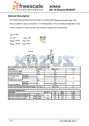 AO6432 datasheet - 30V N-Channel MOSFET