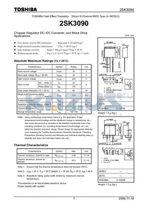 2SK3090_06 datasheet - Silicon N Channel MOS Type Chopper Regulator DC−DC Converter, and Motor Drive Applications