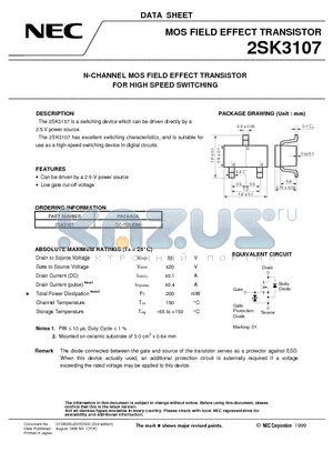 2SK3107 datasheet - N-CHANNEL MOS FIELD EFFECT TRANSISTOR FOR HIGH SPEED SWITCHING