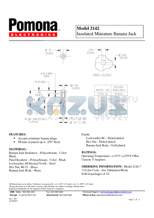 2142 datasheet - Insulated Miniature Banana Jack