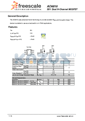 AO6810 datasheet - 30V Dual N-Channel MOSFET