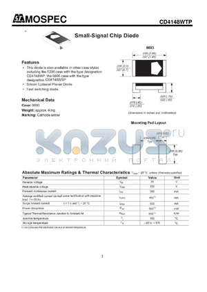 CD4148WTP datasheet - Small-Signal Chip Diode