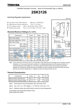 2SK3126_06 datasheet - Silicon N Channel MOS Type Switching Regulator Applications