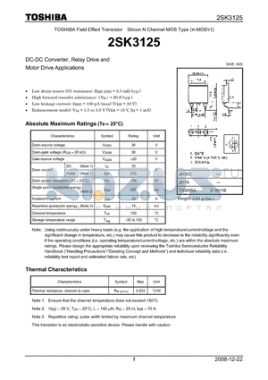 2SK3125_08 datasheet - DC-DC Converter, Relay Drive and