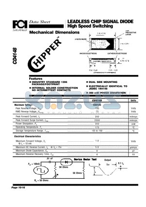 CD4148_1 datasheet - LEADLESS CHIP SIGNAL DIODE High Speed Switching