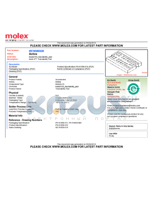 0916580020 datasheet - track-it, Traceability Pad