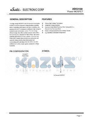 2SK3130 datasheet - Power MOSFET