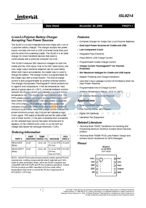214Z datasheet - Li-ion/Li-Polymer Battery Charger Accepting Two Power Sources