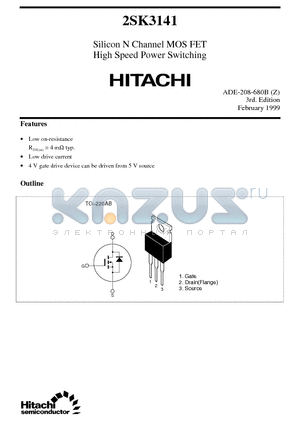 2SK3141 datasheet - Silicon N Channel MOS FET High Speed Power Switching