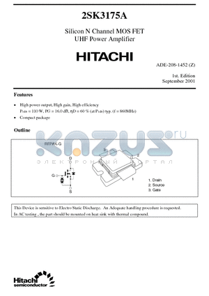 2SK3175A datasheet - Silicon N Channel MOS FET UHF Power Amplifier