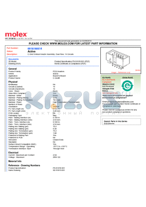 0918160014 datasheet - C-Grid Vertical Header Assembly, Dual Row, 14 Circuits