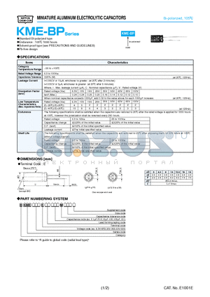 BKME100ESS101MF11D datasheet - MINIATURE ALUMINUM ELECTROLYTIC CAPACITORS