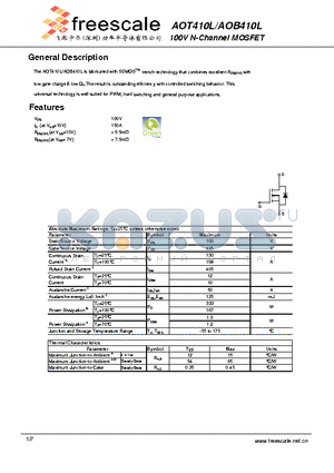 AOB410L datasheet - 100V N-Channel MOSFET