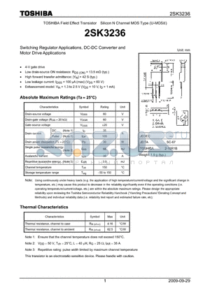 2SK3236 datasheet - Switching Regulator Applications, DC-DC Converter and