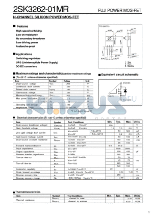 2SK3262-01MR datasheet - N-CHANNEL SILICON POWER MOS-FET