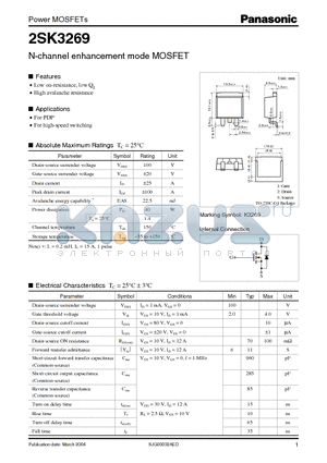 2SK3269 datasheet - N-channel enhancement mode MOSFET