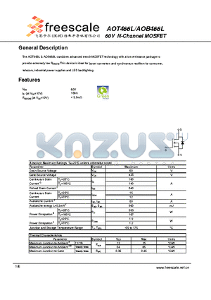 AOB466L datasheet - 60V N-Channel MOSFET