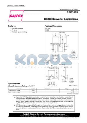 2SK3278 datasheet - DC/DC Converter Applications