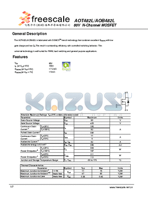 AOB482L datasheet - 80V N-Channel MOSFET