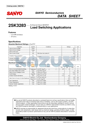 2SK3283 datasheet - N-Channel Silicon MOSFET