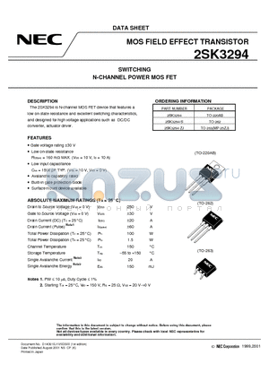 2SK3294-ZJ datasheet - SWITCHING N-CHANNEL POWER MOSFET