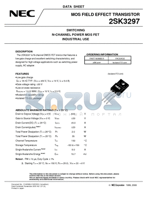 2SK3297 datasheet - MOS FIELD EFFECT TRANSISTOR