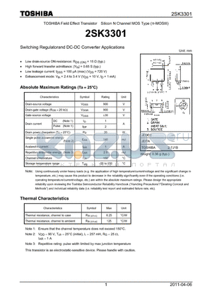 2SK3301Q datasheet - Switching Regulatorand DC-DC Converter Applications