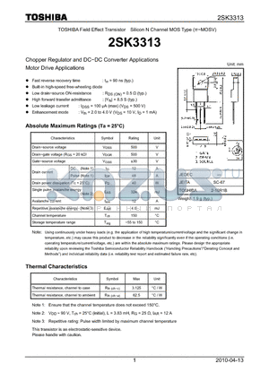 2SK3313_10 datasheet - Chopper Regulator and DC−DC Converter Applications Motor Drive Applications