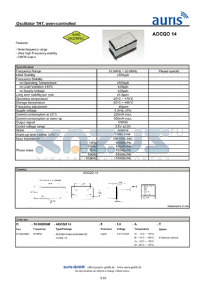 AOCQO14 datasheet - Oscillator THT, oven-controlled