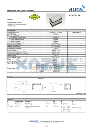 AOCQO14_1 datasheet - Oscillator THT, oven-controlled