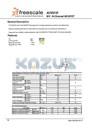 AOD210 datasheet - 30V N-Channel MOSFET