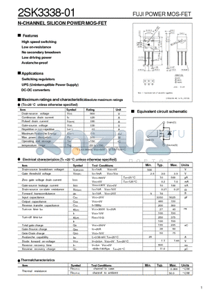2SK3338-01 datasheet - N-CHANNEL SILICON POWER MOS-FET