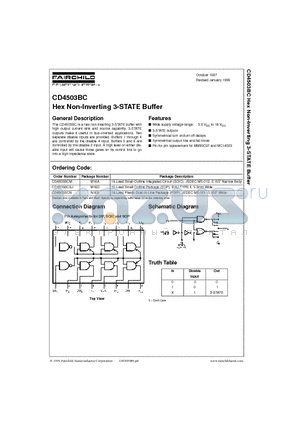 CD4503BCSJ datasheet - Hex Non-Inverting 3-STATE Buffer