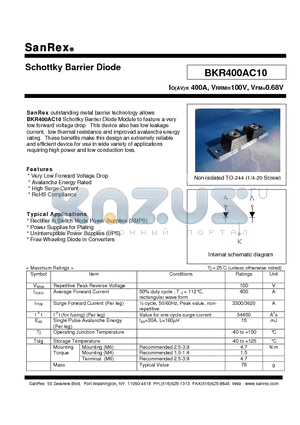 BKR400AC10 datasheet - Schottky Barrier Diode