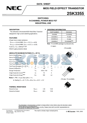 2SK3355-S datasheet - SWITCHING N-CHANNEL POWER MOS FET INDUSTRIAL USE