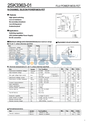 2SK3363-01 datasheet - N-CHANNEL SILICON POWER MOS-FET