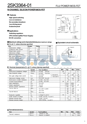 2SK3364-01 datasheet - N-CHANNEL SILICON POWER MOS-FET