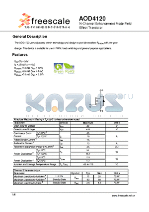 AOD4120 datasheet - N-Channel Enhancement Mode Field