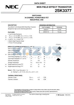 2SK3377-Z datasheet - SWITCHING N-CHANNEL POWER MOS FET INDUSTRIAL USE