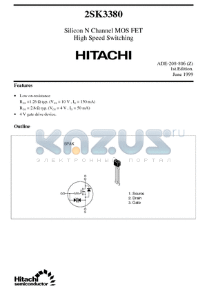 2SK3380 datasheet - Silicon N Channel MOS FET High Speed Switching