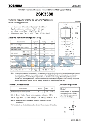 2SK3388 datasheet - Switching Regulator and DC-DC Converter Applications Motor Drive Applications