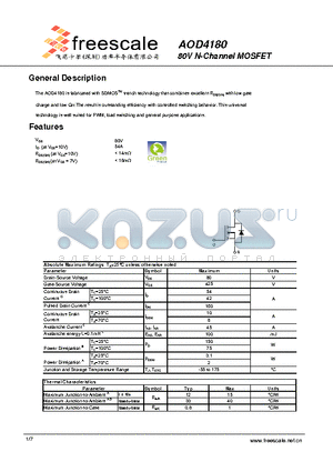 AOD4180 datasheet - 80V N-Channel MOSFET