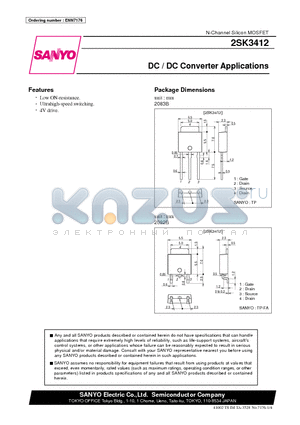 2SK3412 datasheet - DC / DC Converter Applications