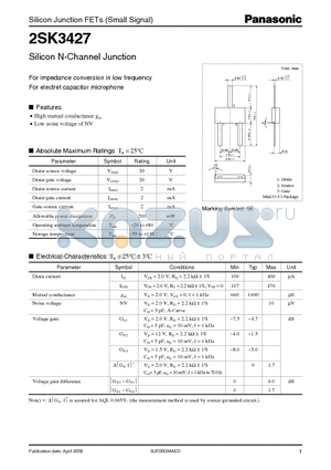 2SK3427 datasheet - Silicon N-Channel Junction