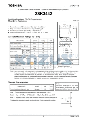 2SK3442_06 datasheet - Silicon N Channel MOS Type Switching Regulator, DC-DC Converter and Motor Drive Applications