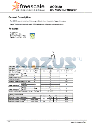 AOD480 datasheet - 30V N-Channel MOSFET